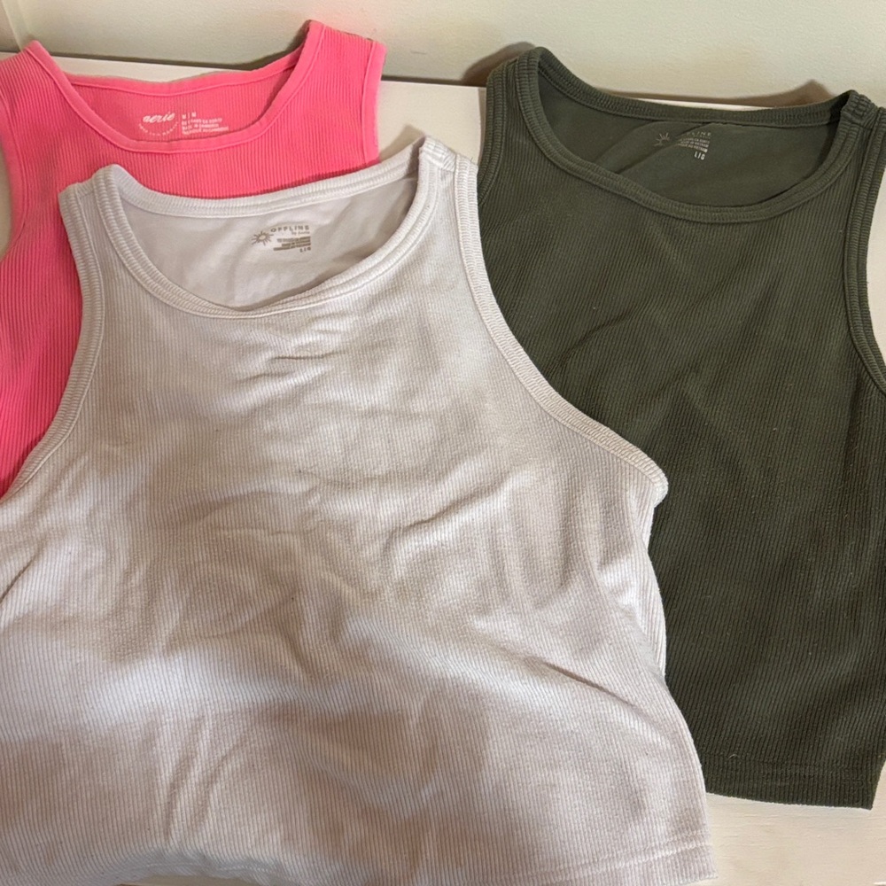 Pink, White, and Green Tank Tops - Aerie